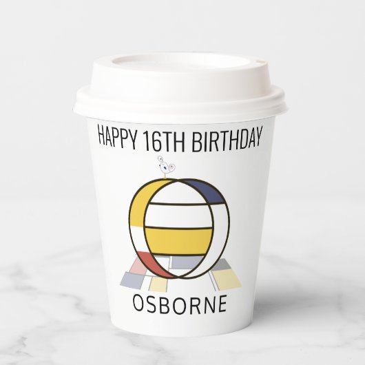 С Ool Neoplasticism Style Monogram. Buchstabe O Pappbecher (Vorderseite)