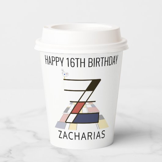 С Ool Neoplasticism Style Monogram. Buchstabe Z Pappbecher (Rückseite)