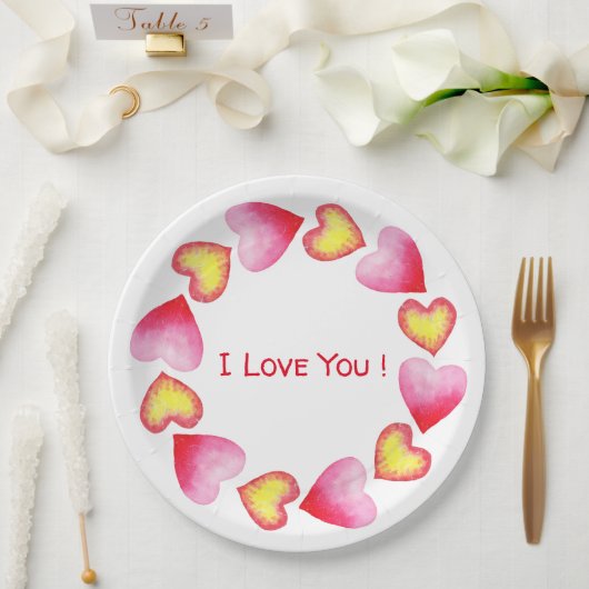 С romantisch I Liebe You Valentine's Day Pappteller (Hochzeit)