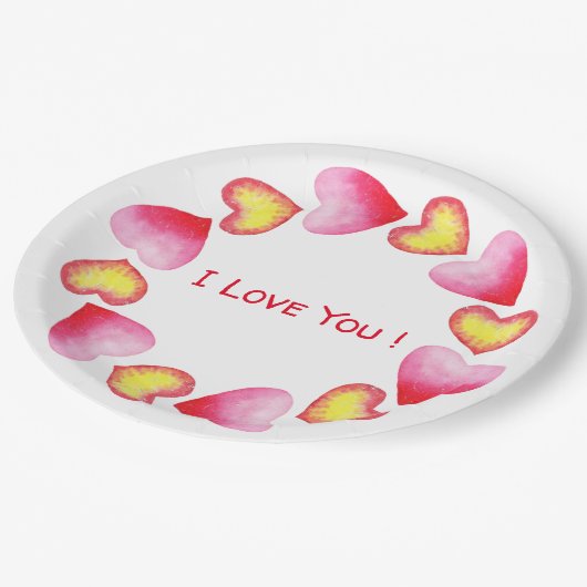 С romantisch I Liebe You Valentine's Day Pappteller (Schrägansicht)