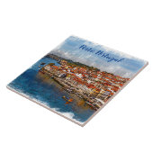 С Stadtbild von Porto, Douro Fluss. Portugal. Fliese (Seite)