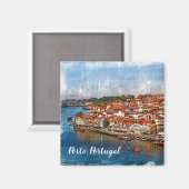 С Stadtbild von Porto, Douro Fluss. Portugal. Magnet (Vorderseite/Rückseite)