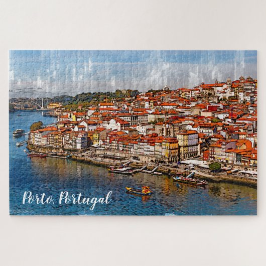 С Stadtbild von Porto, Douro Fluss. Portugal. T-Sh Puzzle (Horizontal)
