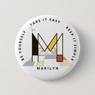 Сaptivating Neoplasticism Art Monogram. Letter M Button