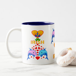 ت I Liebe Irish-Frisky Dolphin Couple Fab Classic Zweifarbige Tasse