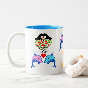 ت I Liebe Irish-Frisky Dolphin Couple Fab Classic Zweifarbige Tasse