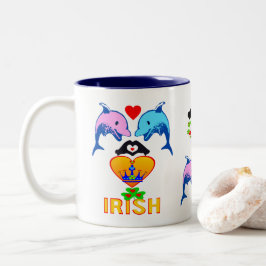 ت I Liebe Irish-Frisky Dolphin Couple Fab Classic Zweifarbige Tasse