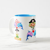 ت I Liebe Irish-Frisky Dolphin Couple Fab Classic Zweifarbige Tasse (Vorderseite Links)