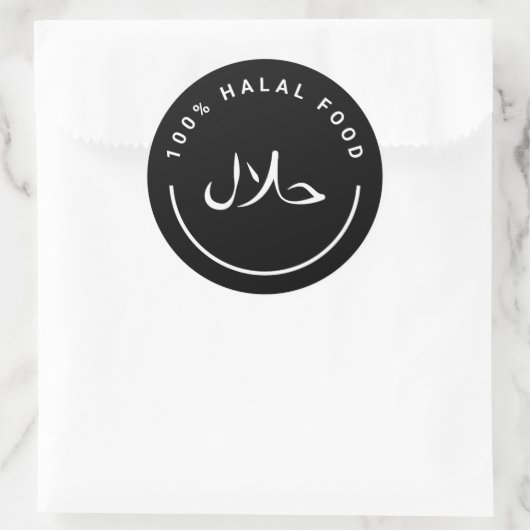 ح ل ا 100% ل Halal Food Round Stickers (Tasche)
