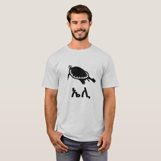 ኤሊ - Schildkröte im Amharic, grau T-Shirt (Vorne ganz)