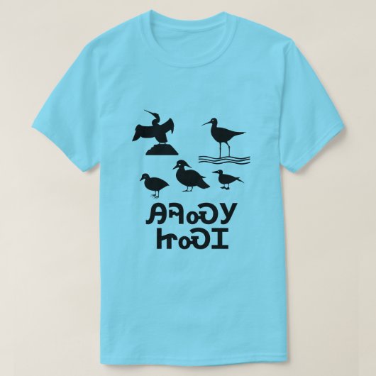 Ꭿ Ꮈ Ꮝ Ꮵ Ꮝ - Vogel in Tscherokee blau T-Shirt (Design vorne)