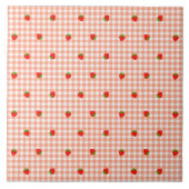いちご&ギンガムチェック(サーモンピンク)  FLIESE (Vorderseite)