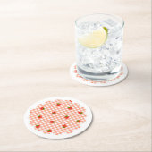 いちご&ギンガムチェック(サーモンピンク)    RUNDER PAPPUNTERSETZER (Vor Ort)