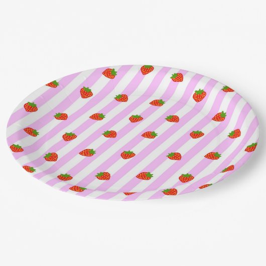 いちご(ピンク) ペーパープレート PAPPTELLER (Schrägansicht)
