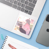 お菓子JKシール|寿司娘 GenerativeAI Aufkleber (Laptop mit iPhone)