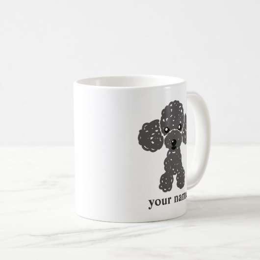かわいいトイプードル(黒)名入れ KAFFEETASSE (VorderseiteRechts)