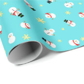 かわいいブルーのクリスマス スノーマン 子ども♡ GESCHENKPAPIER (Rolleneckpunkt)