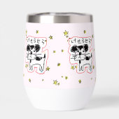 かわいい手書き犬「けせらせら犬」と星がいっぱい♡ ステンレス製ワインタンブラー (Rückseite)