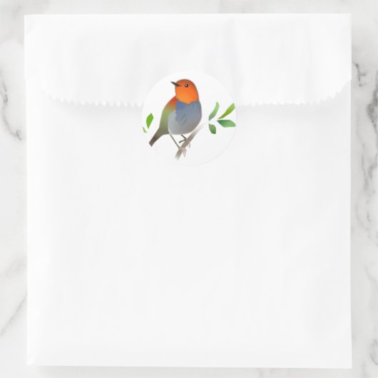 こまどりのイラストシール RUNDER AUFKLEBER (Tasche)