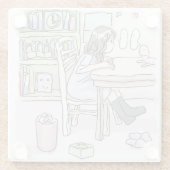 さいくさじ　お部屋で机に向かう GLASUNTERSETZER (Rückseite)