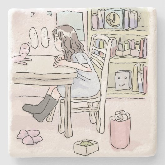 さいくさじ　机に向かう STEINUNTERSETZER (Vorderseite)