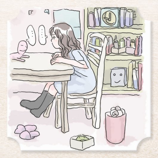 さいくさじ　机に向かう UNTERSETZER (Vorderseite)