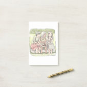 さなにやじ 野外で、椅子に座って仲良くしている三人の裸足の女の子のイラスト POST-IT KLEBEZETTEL (Auf Schreibtisch)