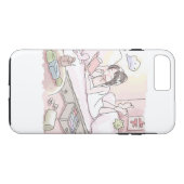 さにいれじ ピンク色の寝室の明るい照明の下で寝転んで本を読みながらくつろぐ女性のイラスト Case-Mate iPhone HÜLLE (Rückseite (Horizontal))