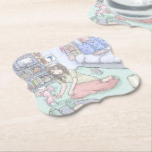 さにしれじ　緑のカーペットが敷いてある寝室でへたり込んでいる女性のイラスト UNTERSETZER (angewinkelt)