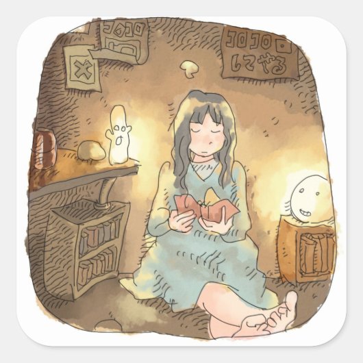 さやなしじ QUADRATISCHER AUFKLEBER (Vorderseite)