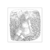 さやれむじ 秋の落ち葉の上に座る女性 GUMMISTEMPEL (Prägung)