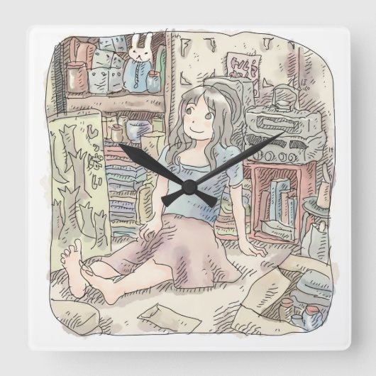 さ な ご さ じ QUADRATISCHE WANDUHR (Vorderseite)