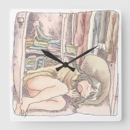 さ な ご に 衣 類 の vor der nächsten Nach bei der Nach,  Quadratische Wanduhr