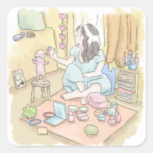 さ む さ れ 橙, 色 die の, wenn die 寝 vor uns, wenn die T Quadratischer Aufkleber