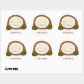 なまけたろう(茶)丸型ラージシール(7.6cm径) runder aufkleber (Blatt)