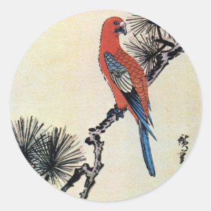 に. 広 Pine, Hiroshige, Ukiyo-e, Runder Aufkleber