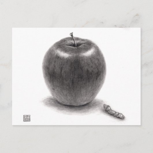 りんごとあおむし FEIERTAGSPOSTKARTE (Vorderseite)