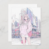 【アイコン&待ち受け用】パステルピンクJK|寿司娘 GenerativeAI Einladung (Vorne/Hinten)