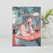 【アイコン・待ち受け画像】カフェで待ち合わせJK|寿司娘 GenerativeAI Einladung (Stehend Vorderseite)