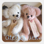 アトリエうえん オリジナルかくしーる(ふたり) QUADRATISCHER AUFKLEBER (Vorderseite)