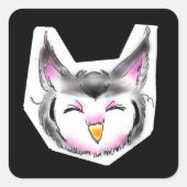 アフリカオオコノハズクちゃん QUADRATISCHER AUFKLEBER (Vorderseite)