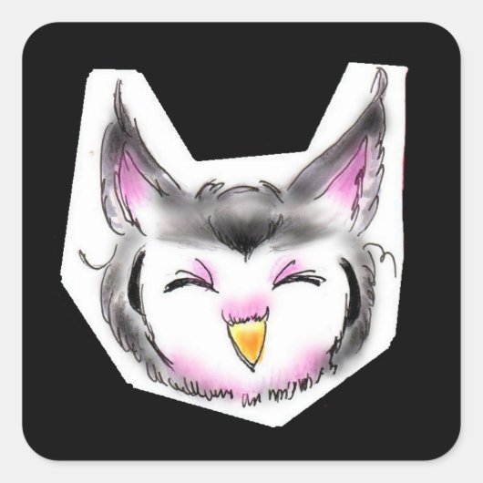 アフリカオオコノハズクちゃん QUADRATISCHER AUFKLEBER (Vorderseite)