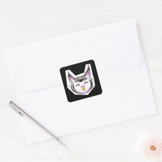 アフリカオオコノハズクちゃん QUADRATISCHER AUFKLEBER (Umschlag)