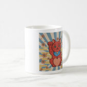 アマビエ　疫病退散 & 招き猫　無病息災  Amabie &  Red Cat Healing Kaffeetasse (VorderseiteRechts)