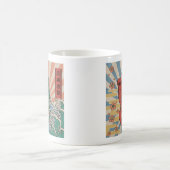 アマビエ 疫病退散 & 招き猫 無病息災  Amabie &  Red Cat Healing Kaffeetasse (Mittel)