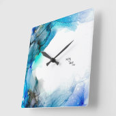 アルコールインク-抽象絵画 QUADRATISCHE WANDUHR (Winkel)