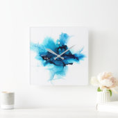 アルコールインク-抽象絵画- QUADRATISCHE WANDUHR (Zuhause)