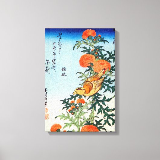 ア ミ に 鳥, 北 Bird and Thistle, Hokusai, Ukiyo-e Leinwanddruck (Vorderseite)