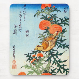 ア ミ に 鳥, 北 Bird and Thistle, Hokusai, Ukiyo-e Mousepad