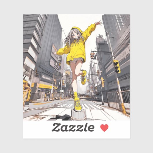 イエローパーカーJK シール GenerativeAI Aufkleber (Blatt)